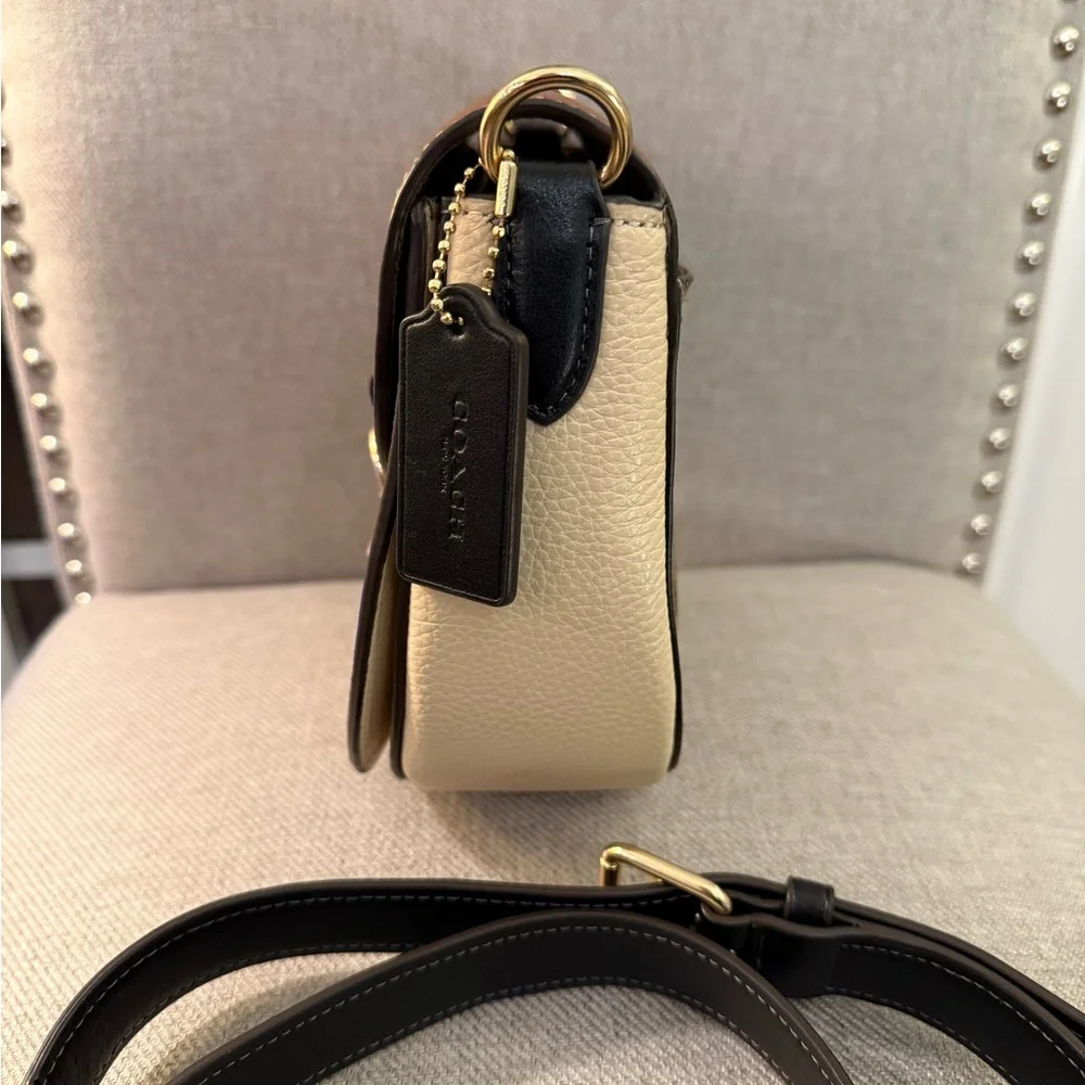 COACH Morgan Saddle Bag in Colorblock Signature Canvas with Gold-Tone Hardware - Picture 3 of 15